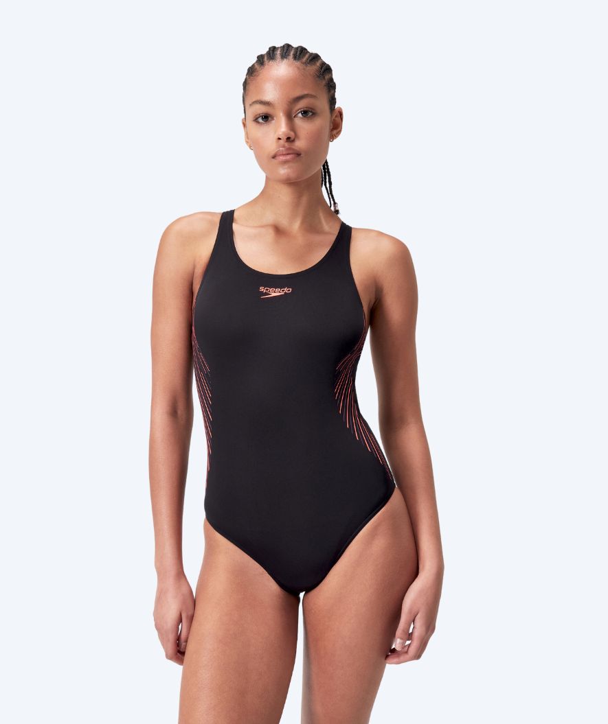 Speedo badedragt til damer - Placement Muscleback - Sort/orange