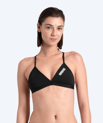 Arena bikini overdel til damer - Solid Tie Back - Sort