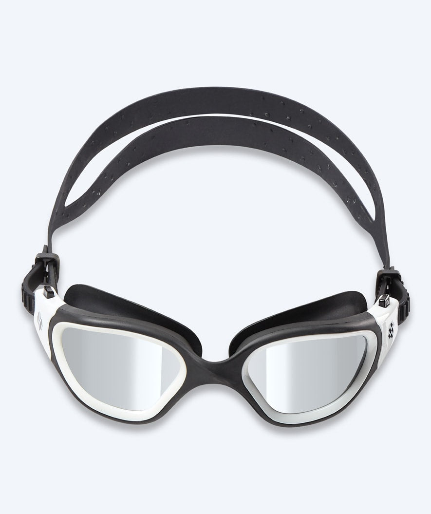Watery motions svømmebriller - Raven Mirror - Sort/hvid